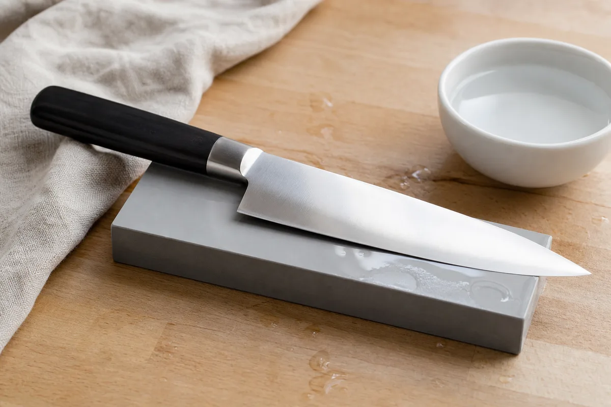 Aiguiser un couteau de cuisine : la méthode à la pierre